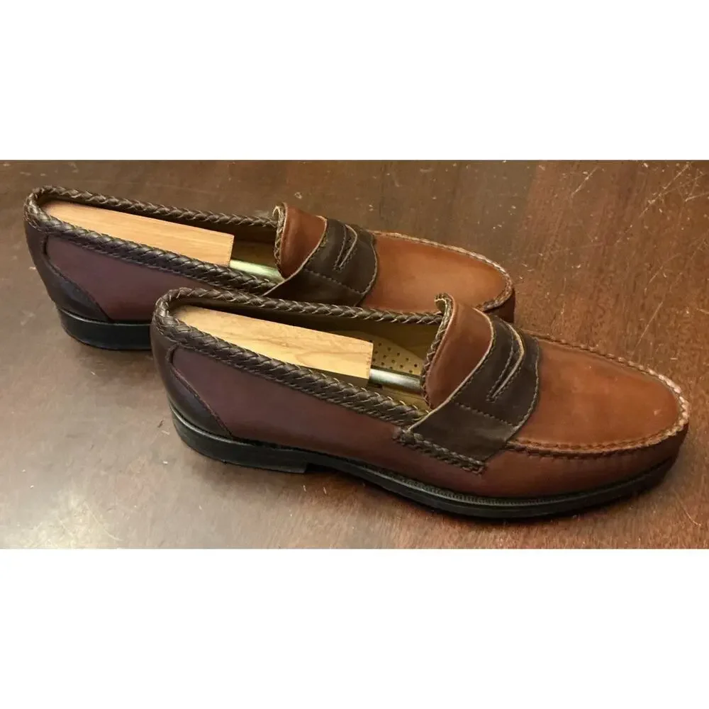 Sebago Penny Loafers Mens 8 D Handsewn Burgundy Leather Slip On Dress Shoes USA